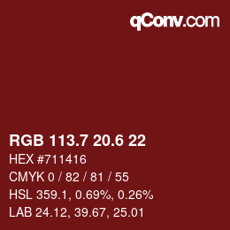 カラーコード: RGB 113.7 20.6 22 | qconv.com