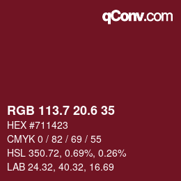 カラーコード: RGB 113.7 20.6 35 | qconv.com