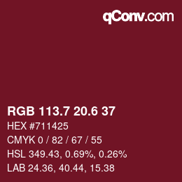 カラーコード: RGB 113.7 20.6 37 | qconv.com