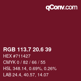 カラーコード: RGB 113.7 20.6 39 | qconv.com