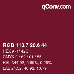 カラーコード: RGB 113.7 20.6 44 | qconv.com