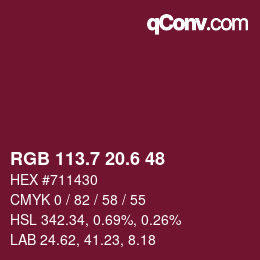 カラーコード: RGB 113.7 20.6 48 | qconv.com