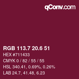 カラーコード: RGB 113.7 20.6 51 | qconv.com