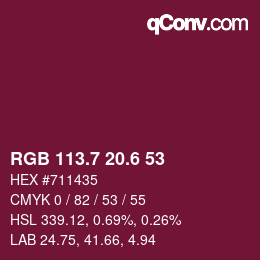 カラーコード: RGB 113.7 20.6 53 | qconv.com