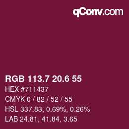 カラーコード: RGB 113.7 20.6 55 | qconv.com