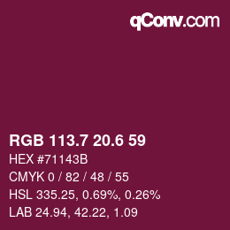 カラーコード: RGB 113.7 20.6 59 | qconv.com