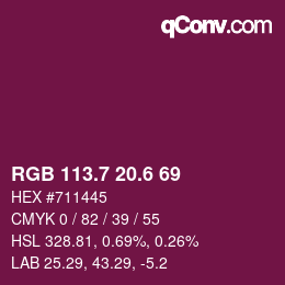 カラーコード: RGB 113.7 20.6 69 | qconv.com