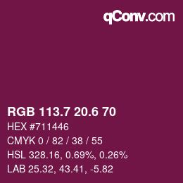 カラーコード: RGB 113.7 20.6 70 | qconv.com