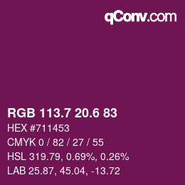 カラーコード: RGB 113.7 20.6 83 | qconv.com