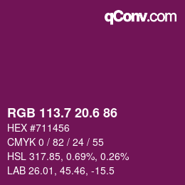 カラーコード: RGB 113.7 20.6 86 | qconv.com