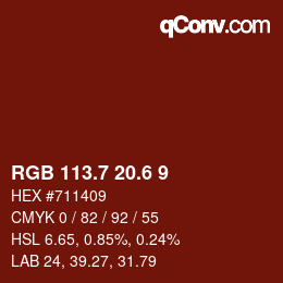 カラーコード: RGB 113.7 20.6 9 | qconv.com