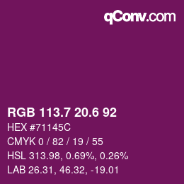 カラーコード: RGB 113.7 20.6 92 | qconv.com
