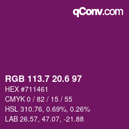 カラーコード: RGB 113.7 20.6 97 | qconv.com