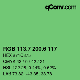 カラーコード: RGB 113.7 200.6 117 | qconv.com