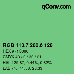 カラーコード: RGB 113.7 200.6 128 | qconv.com
