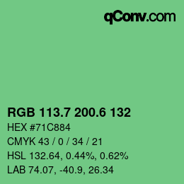 カラーコード: RGB 113.7 200.6 132 | qconv.com