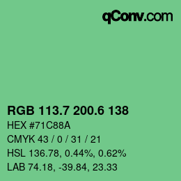 カラーコード: RGB 113.7 200.6 138 | qconv.com