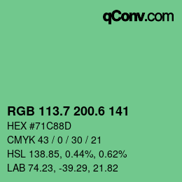 カラーコード: RGB 113.7 200.6 141 | qconv.com