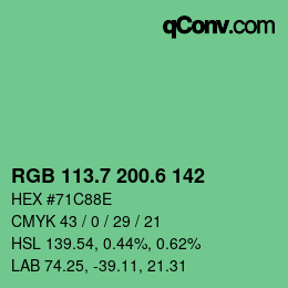 カラーコード: RGB 113.7 200.6 142 | qconv.com