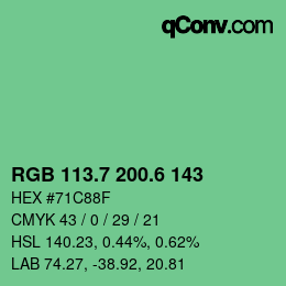 カラーコード: RGB 113.7 200.6 143 | qconv.com