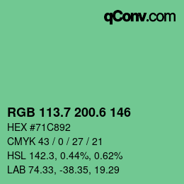 カラーコード: RGB 113.7 200.6 146 | qconv.com