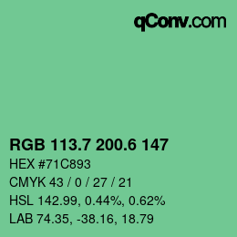 カラーコード: RGB 113.7 200.6 147 | qconv.com
