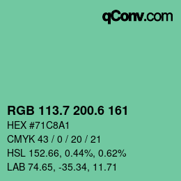 カラーコード: RGB 113.7 200.6 161 | qconv.com