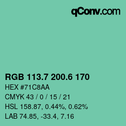 カラーコード: RGB 113.7 200.6 170 | qconv.com
