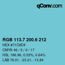 カラーコード: RGB 113.7 200.6 212 | qconv.com