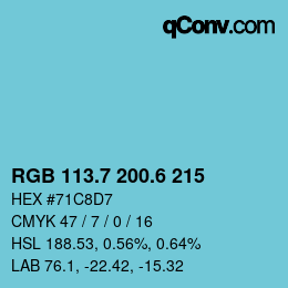 カラーコード: RGB 113.7 200.6 215 | qconv.com