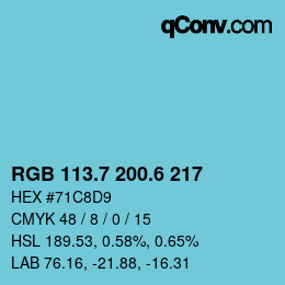 カラーコード: RGB 113.7 200.6 217 | qconv.com