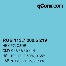 カラーコード: RGB 113.7 200.6 219 | qconv.com