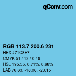 カラーコード: RGB 113.7 200.6 231 | qconv.com