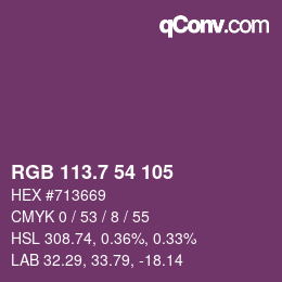 カラーコード: RGB 113.7 54 105 | qconv.com