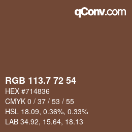 カラーコード: RGB 113.7 72 54 | qconv.com