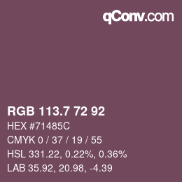カラーコード: RGB 113.7 72 92 | qconv.com