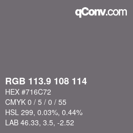 Color code: RGB 113.9 108 114 | qconv.com