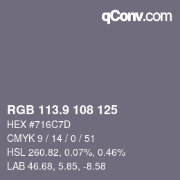 Color code: RGB 113.9 108 125 | qconv.com