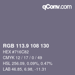 Color code: RGB 113.9 108 130 | qconv.com
