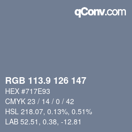 カラーコード: RGB 113.9 126 147 | qconv.com