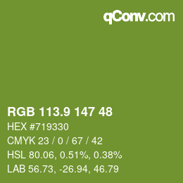 カラーコード: RGB 113.9 147 48 | qconv.com
