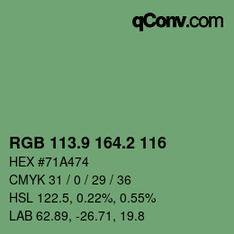カラーコード: RGB 113.9 164.2 116 | qconv.com