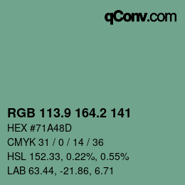 カラーコード: RGB 113.9 164.2 141 | qconv.com