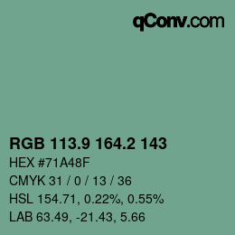 カラーコード: RGB 113.9 164.2 143 | qconv.com