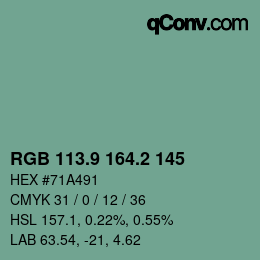 カラーコード: RGB 113.9 164.2 145 | qconv.com