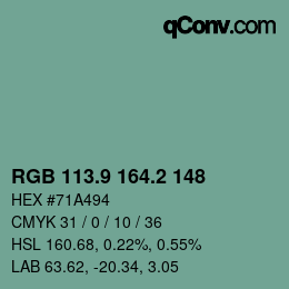 カラーコード: RGB 113.9 164.2 148 | qconv.com