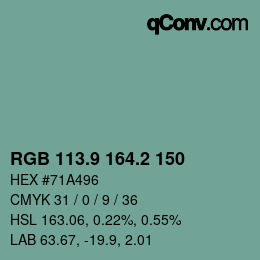 カラーコード: RGB 113.9 164.2 150 | qconv.com