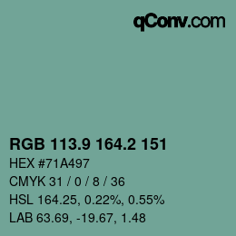 Color code: RGB 113.9 164.2 151 | qconv.com