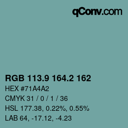 カラーコード: RGB 113.9 164.2 162 | qconv.com