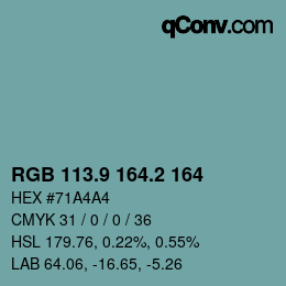 Color code: RGB 113.9 164.2 164 | qconv.com